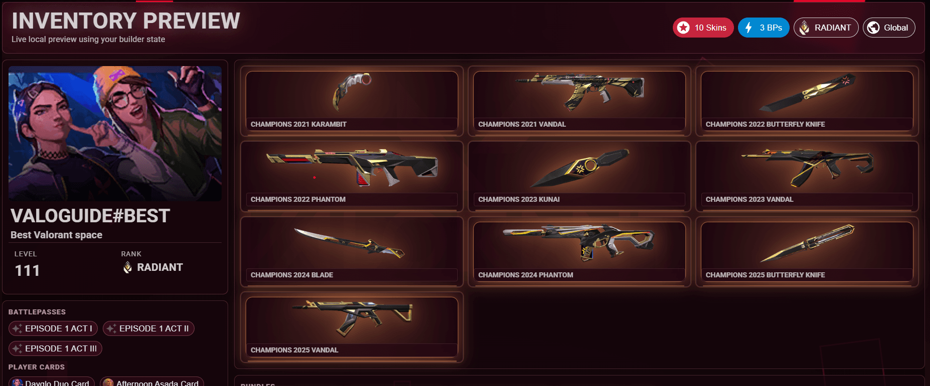 Valorant Inventory Builder Preview