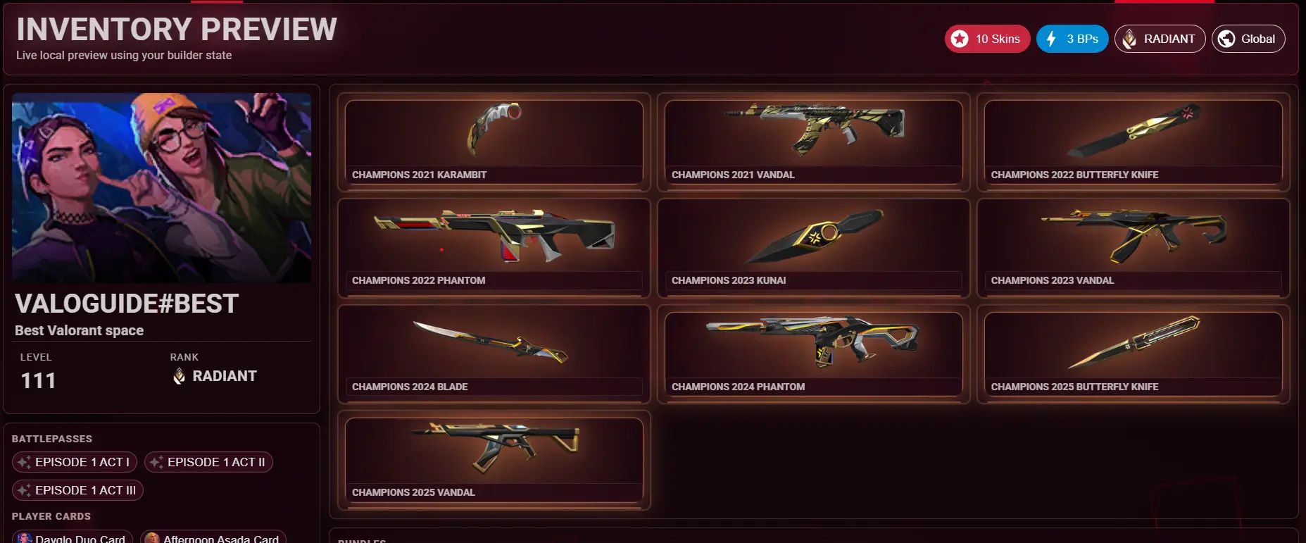 Valorant Inventory Builder Preview